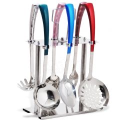 QANA Factory Promotion Discount Wholesale OEM High quality Customized 7-piece Spot Stainless Steel Hollow Handle Tableware Ses