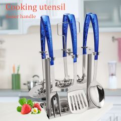 7PCS blue kitchenware laser + paint factory wholesale stainless steel kitchenware trowel set kitchenware