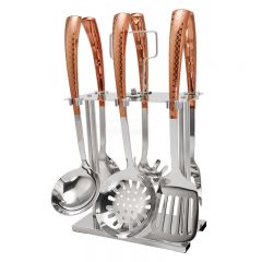 7PC deep yellow kitchenware laser + paint factory wholesale stainless steel kitchenware trowel set kitchenware