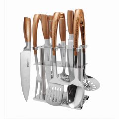12PCS knife kitchenware Yellow kitchenware laser + paint factory wholesale stainless steel kitchenware trowel set kitchenware