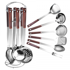 7-piece wood grain kitchenware set