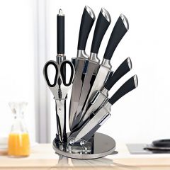 high quality kitchen knives set stainless steel paring carving chef knife kitchen knife with rotating stand 7pcs