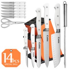 Stock Stainless Steel Chef Knives Set Kitchen Knife Set White Handle Block Home Block Knives Set 12 pcs