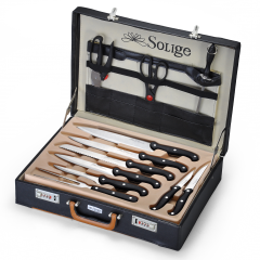 QANA  Knife set with black plastic handle