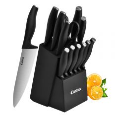 13-Piece Knife Set with Plastic Handle &amp;amp; Wooden Stand