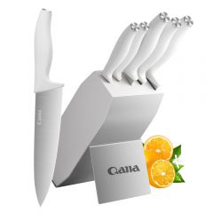 6-Piece Knife Set with Plastic Handle Wooden Stand