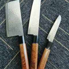 Wooden Handle Hammered Knife