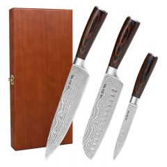 3-piece set of wooden-handled knives