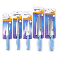 Best-selling knife set with a knife holder and a powder blue handle