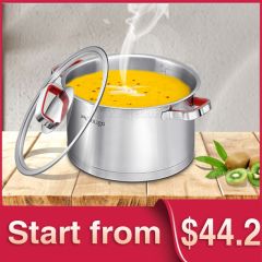 COOKING POT IN RED SILICONE HANDLE