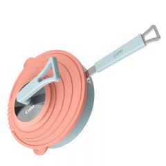Folding multi-purpose silicone cover set single handle skew frying