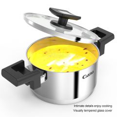 Flat glass lid with straight plastic pan