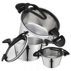 6PCS Straight pan with glass lid