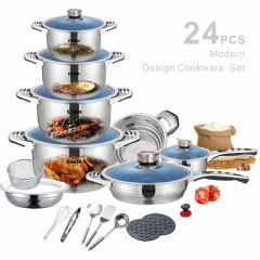 24pcs wide rimmed pot in blue glass