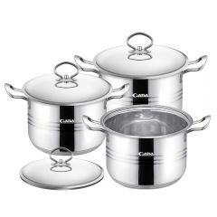 6pcs pan with steel lid and wide edge
