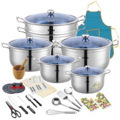 34pcs pan with wide sides 410 material