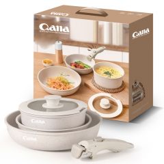 QANA Detachable handle pot Medical stone pan outdoor set pot Portable pot camping cookware wok aluminum wok