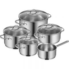 9-Piece Cookware Set with Glass Lids, Stainless Steel Cooking Pots &amp;amp;amp;amp; Saucepan