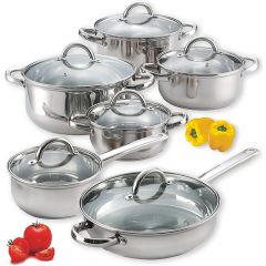 12-Piece Stainless Steel Cookware Set, Silver