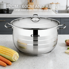 Single-layer steel large soup pot