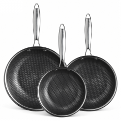 3-layer steel honeycomb frying pan