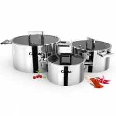6PCS hollow handle kitchen pot set 304
