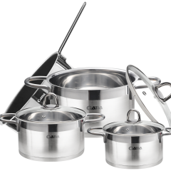 7PCS Kitchen cooking pot Stainless Steel Pots Pans Emeril Chef Cooking Dining Silver