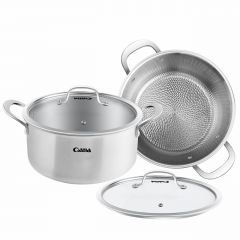 4PCS Three-layer steel Hammer-patterned saucepan