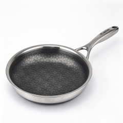 Stainless steel frying pan, non-stick flat-bottom pan for home use, non-stick pan for pancakes, electromagnetic stove flat-bottom frying pan