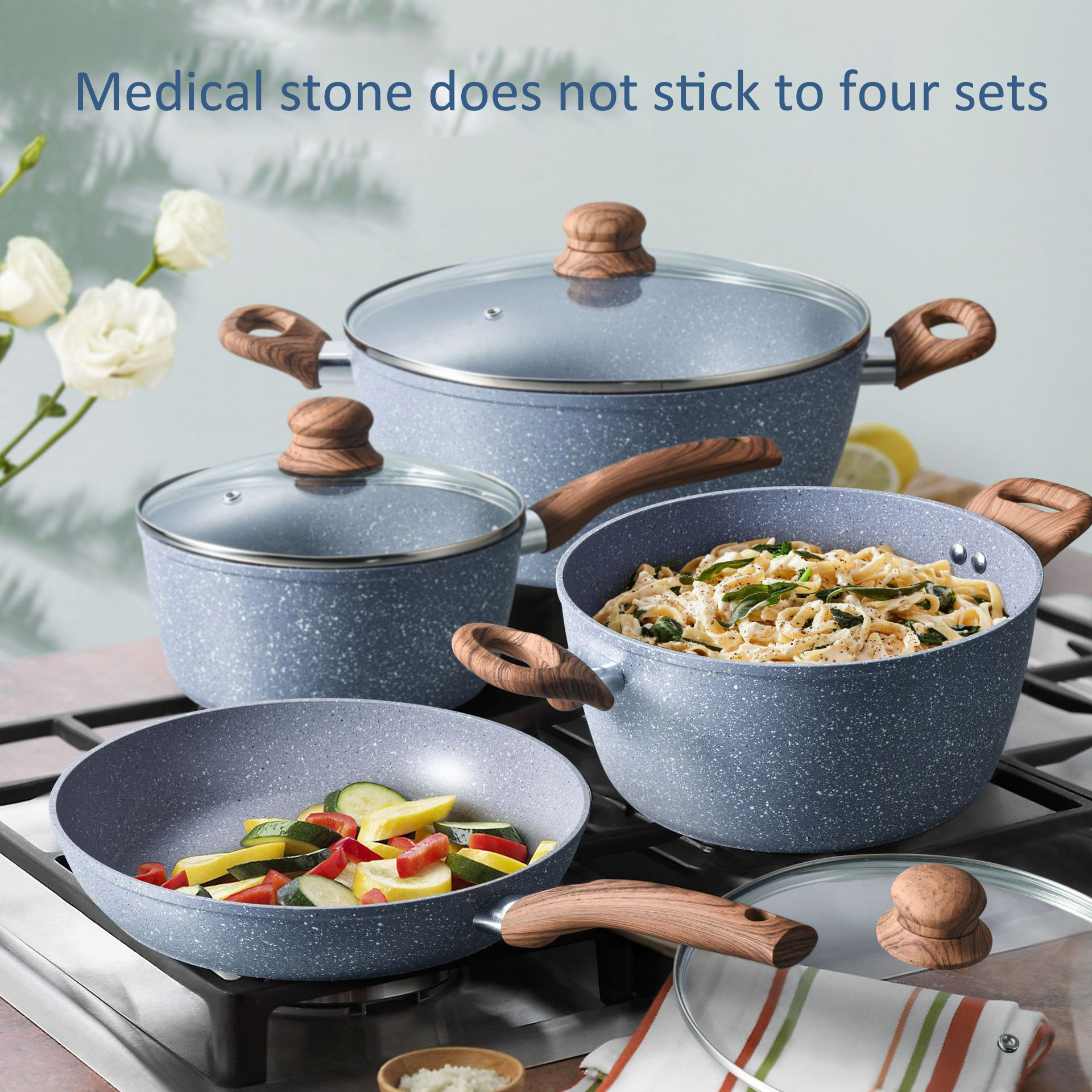 Simple medical stone set pan milk pan frying pan soup pan pan frying pan household non-stick gift pan wholesale