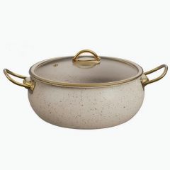 Non-Stick Casserole with Glass Lid Compound Steel Cookware for Home Cooking