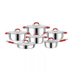 12Pcs Stainless Steel Soup Pot Set Cross-Border Kitchen Utensil Milk Pot