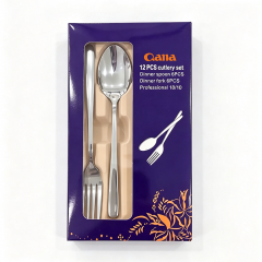 410 Materials 12pcs cutlery set with color box (6pcs spoon+6pcs fork)