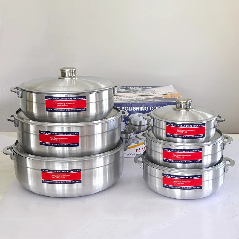 Heavy Thick 12pcs Aluminum Pot Cookware Sets Jogo De Panela Casseroles Wholesale Large Kitchenware Soup Stock Pots Sets Of Pots