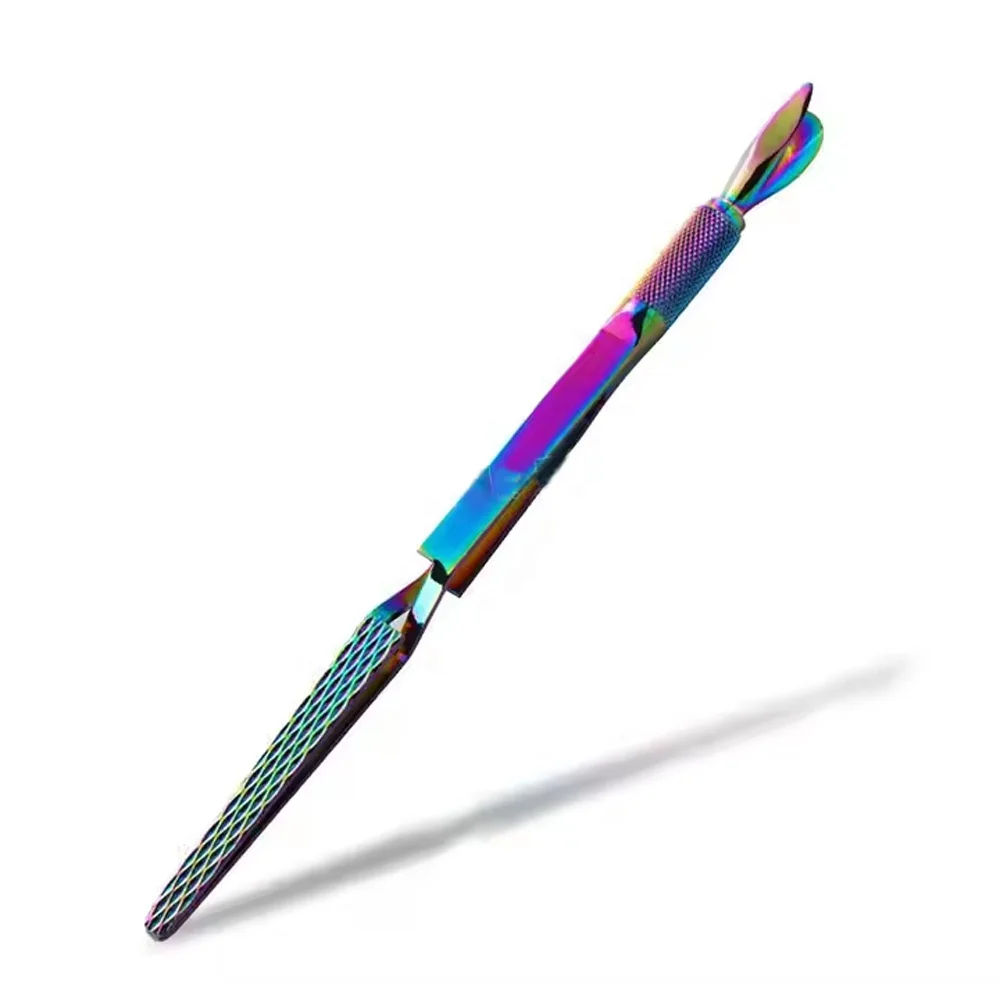 Trending Reusable Stainless Steel Rainbow Nail Art Tools With C Curve Pinching Tweezer And Dual Ended Cuticle Pusher Nail Care
