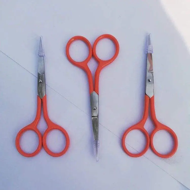 Hot Selling Industrial Stainless Steel Multi-purpose Craft Scissors Bright Orange Ring Handles Protective Safety Caps For Sewing