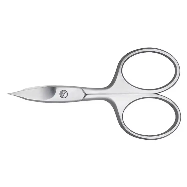 High Quality Stainless Steel Nail And Cuticle Scissors With Curved Blades And Polished Silver Finish For Manicure And Nail Care