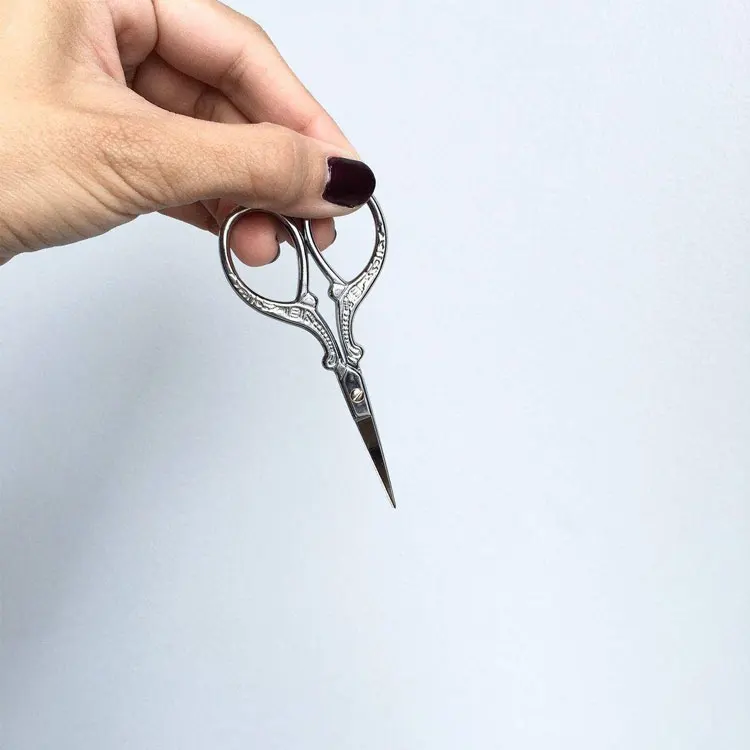 Ornate Stainless Steel Vintage Style Embroidery Scissors With Silver Toned Embossed Handles For Sewing Needlework And Crafting