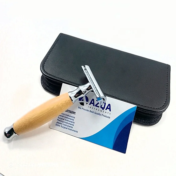 Trending Stainless Steel Double Edge Safety Razor With Wooden Handle For Manual Wet Shaving Men Grooming And Barber Use