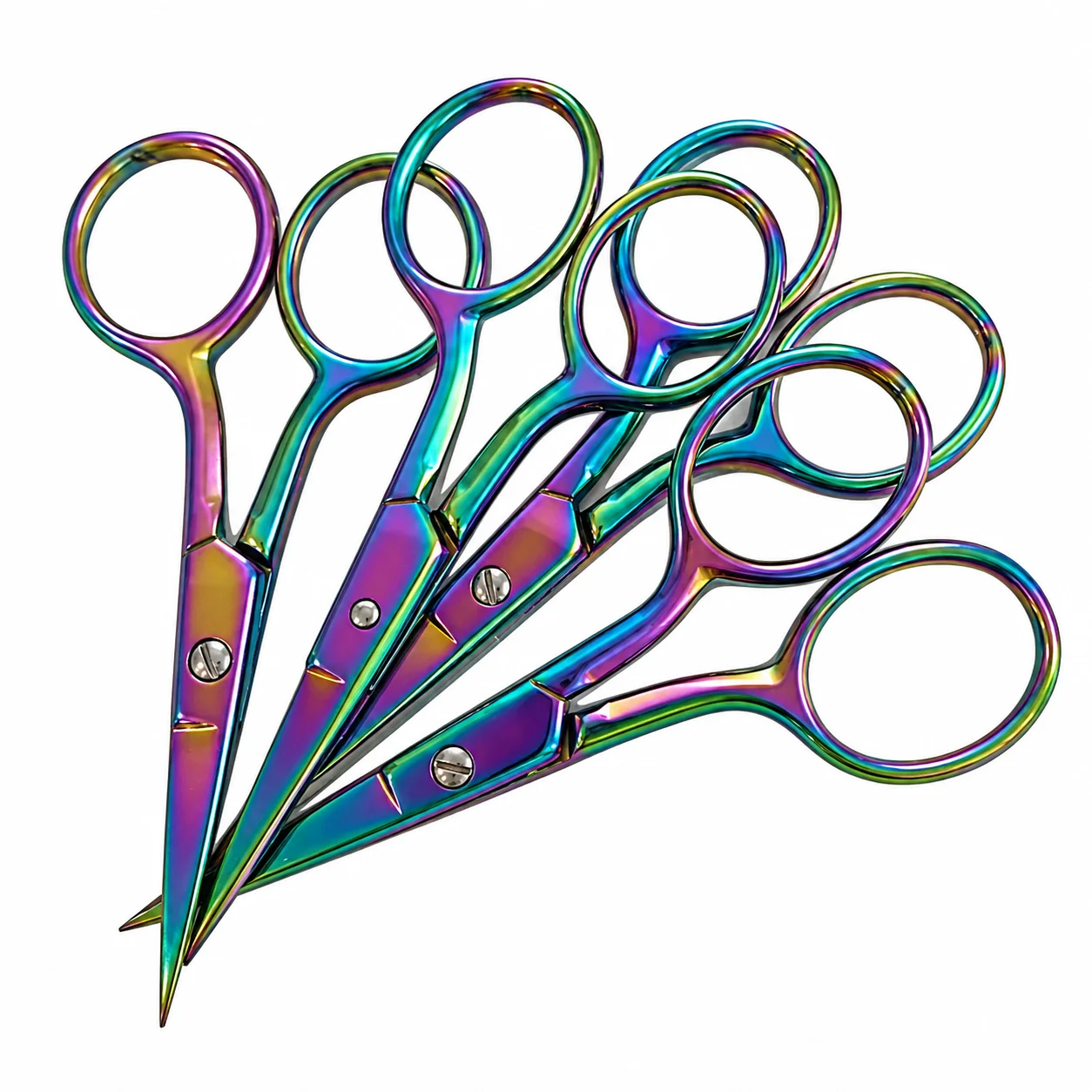Wholesale Industrial Diy Stainless Steel Rainbow Titanium Coated Embroidery Scissors For Sewing Thread Cutting Needlework Crafts