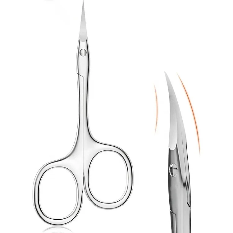 Professional Grade Stainless Steel Curved Cuticle Scissors Sharp Curved Blades Polished Mirror Finish Durable Adults
