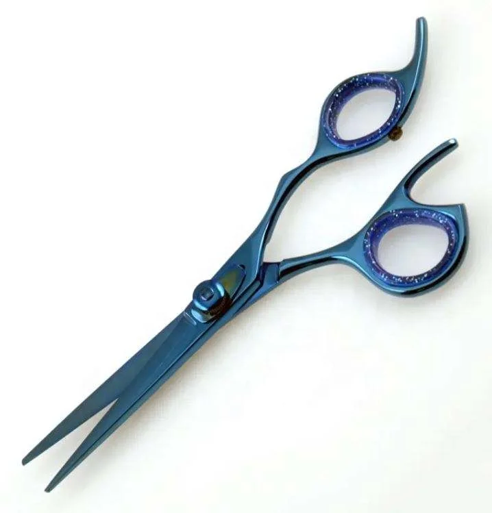 Wholesale High Quality Stainless Steel Blue Plasma Coated Hair Cutting Scissors With Sharp Blades For Salon Barber Hairdressing