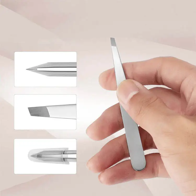 Wholesale Stainless Steel Slanted Tip Eyebrow Tweezers Precision Hair Removal Beauty Grooming Eyebrow Shaping Tool