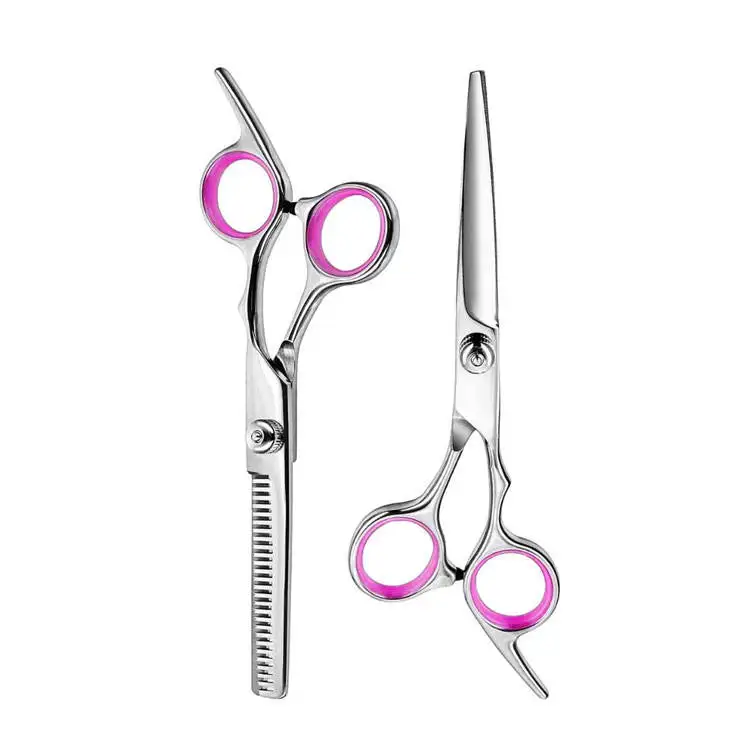 Wholesale Professional Stainless Steel Hair Cutting And Thinning Scissors Set Adjustable Screw Finger Rest Salon Kit