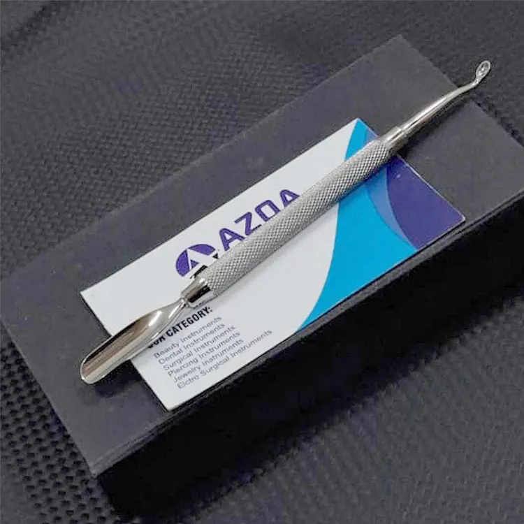 Stainless Steel Double End Cuticle Pusher And Nail Cleaner With Round Pusher And Curved Cleaning Tips For Manicure Care