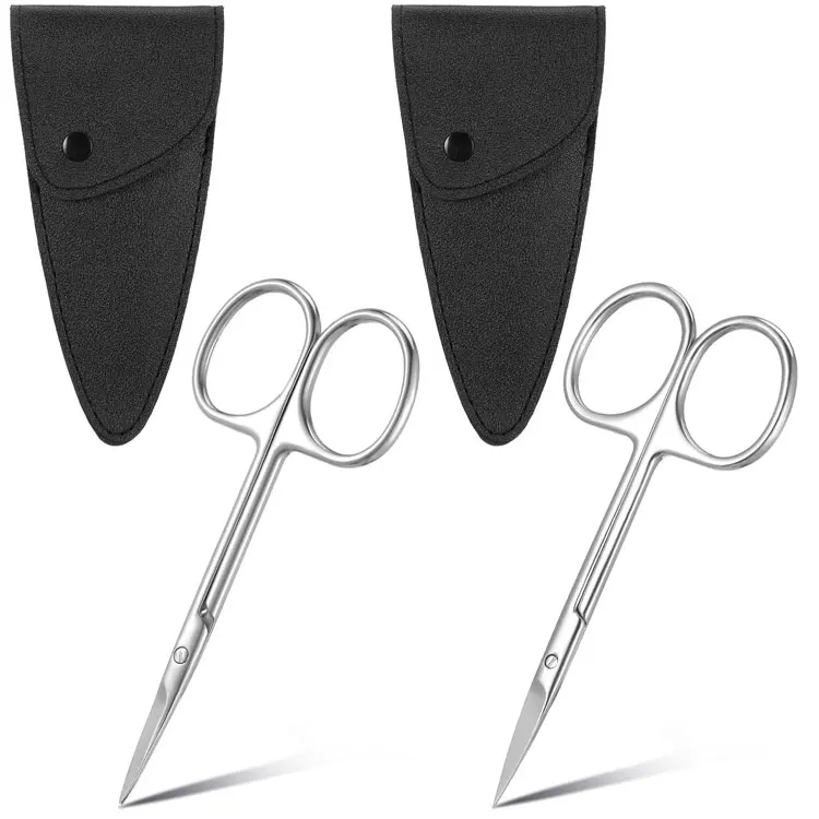 Stainless Steel Small Cuticle And Facial Hair Scissors With Sharp Curved Blades Right-handed Eyebrow Eyelash Nail Grooming