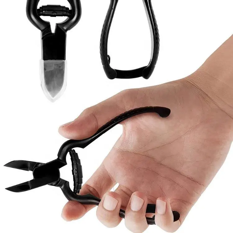 Black Stainless Steel Nail Nipper Heavy Duty Cutter With Barrel Spring And Safety Lock Mechanism For Toenail And Nail Cutting