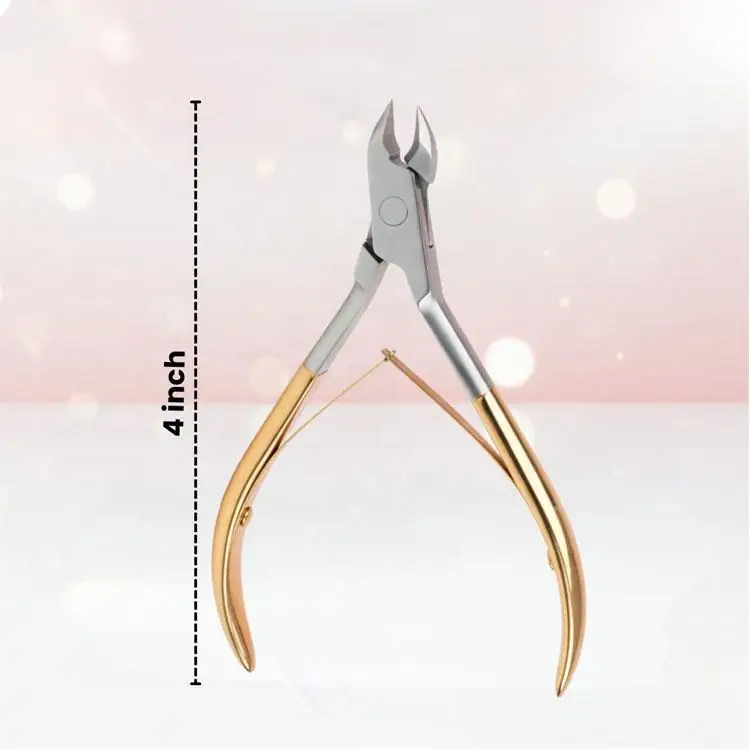 Wholesale Stainless Steel Cuticle Nipper Gold Plated Handle Professional Nail Care Sharp Bevel Trimming Manicure Pedicure