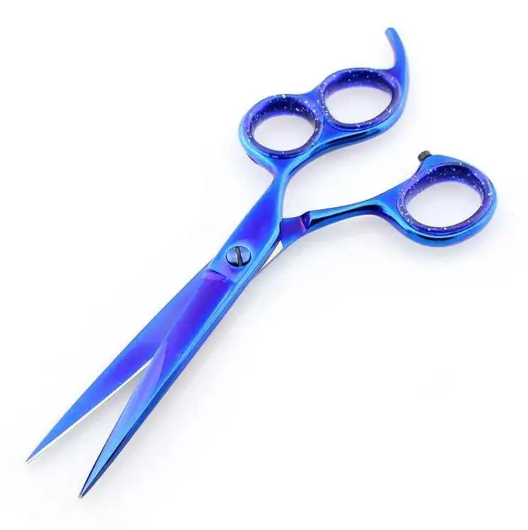 Wholesale Three Ring Blue Plasma Coated Hair Cutting Scissors Professional Hairdressing Salon Styling Shears