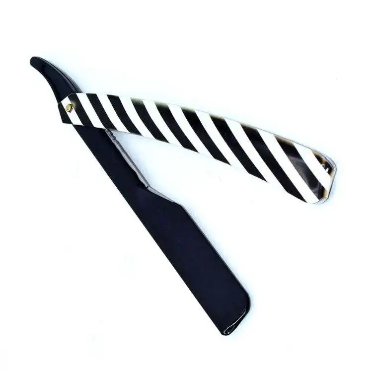Wholesale Plastic Handle Barber Straight Edge Razor Single Blade Face &amp; Body Use Black Color Coated Beauty Salon Professional